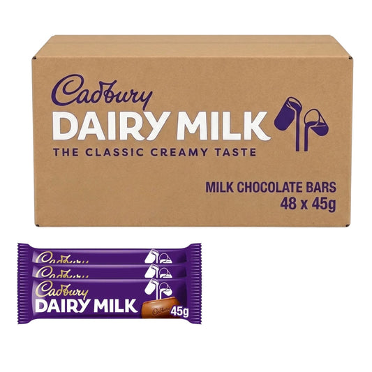 Cadbury Dairy Milk chocolate bars 45g x 48 bulk pack