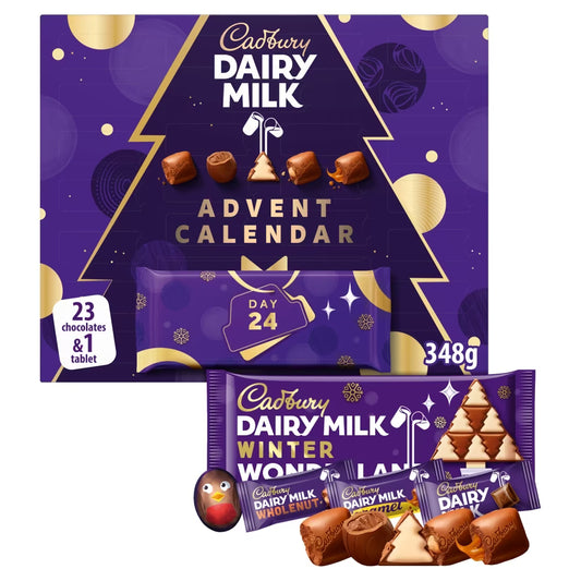 Cadbury Dairy Milk Advent Calendar 348g with 23 favourite chocolates and Winter Wonderland bar