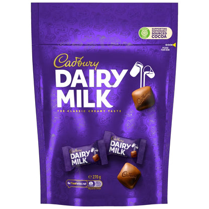 Bite-sized Cadbury Dairy Milk creamy chocolate pieces
