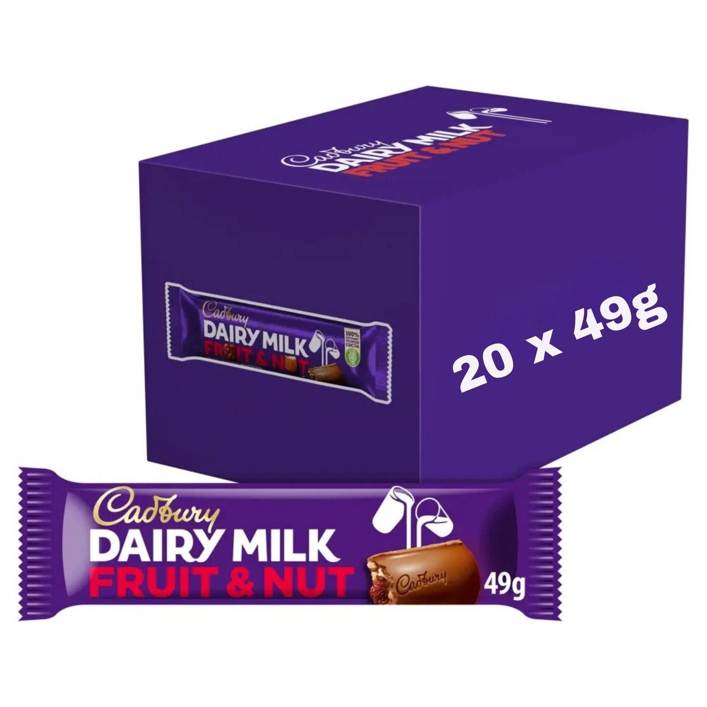 Cadbury Dairy Milk Fruit & Nut 49g bars x 20 bulk pack