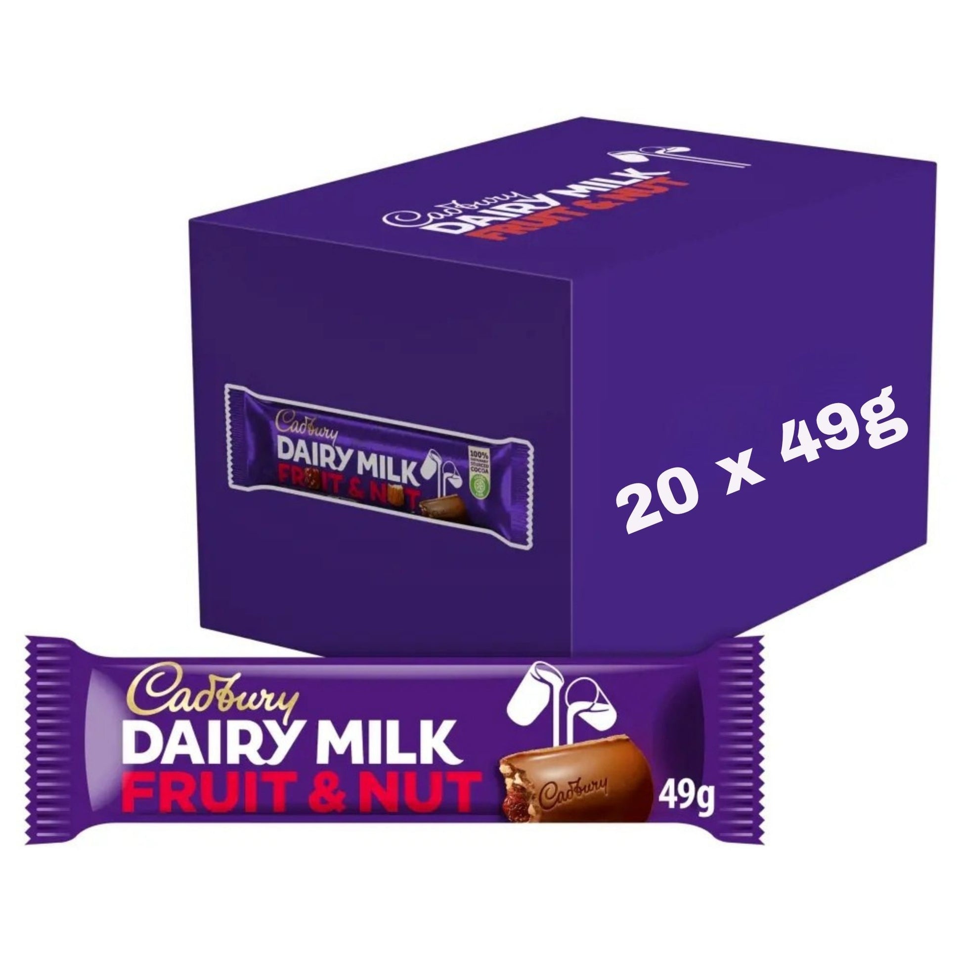 Cadbury Dairy Milk Fruit & Nut 49g bars x 20 bulk pack