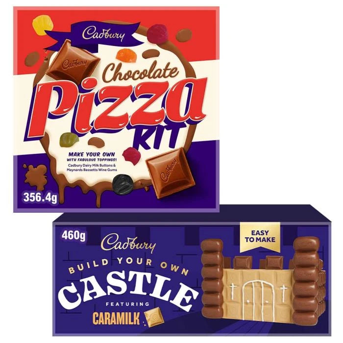Cadbury Dairy Milk pizza and castle chocolate build kits bundle