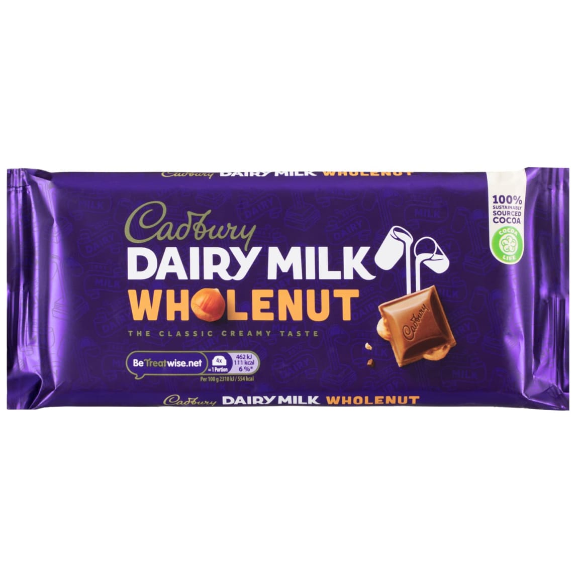 Cadbury Dairy Milk Wholenut 180g creamy milk chocolate with whole nuts
