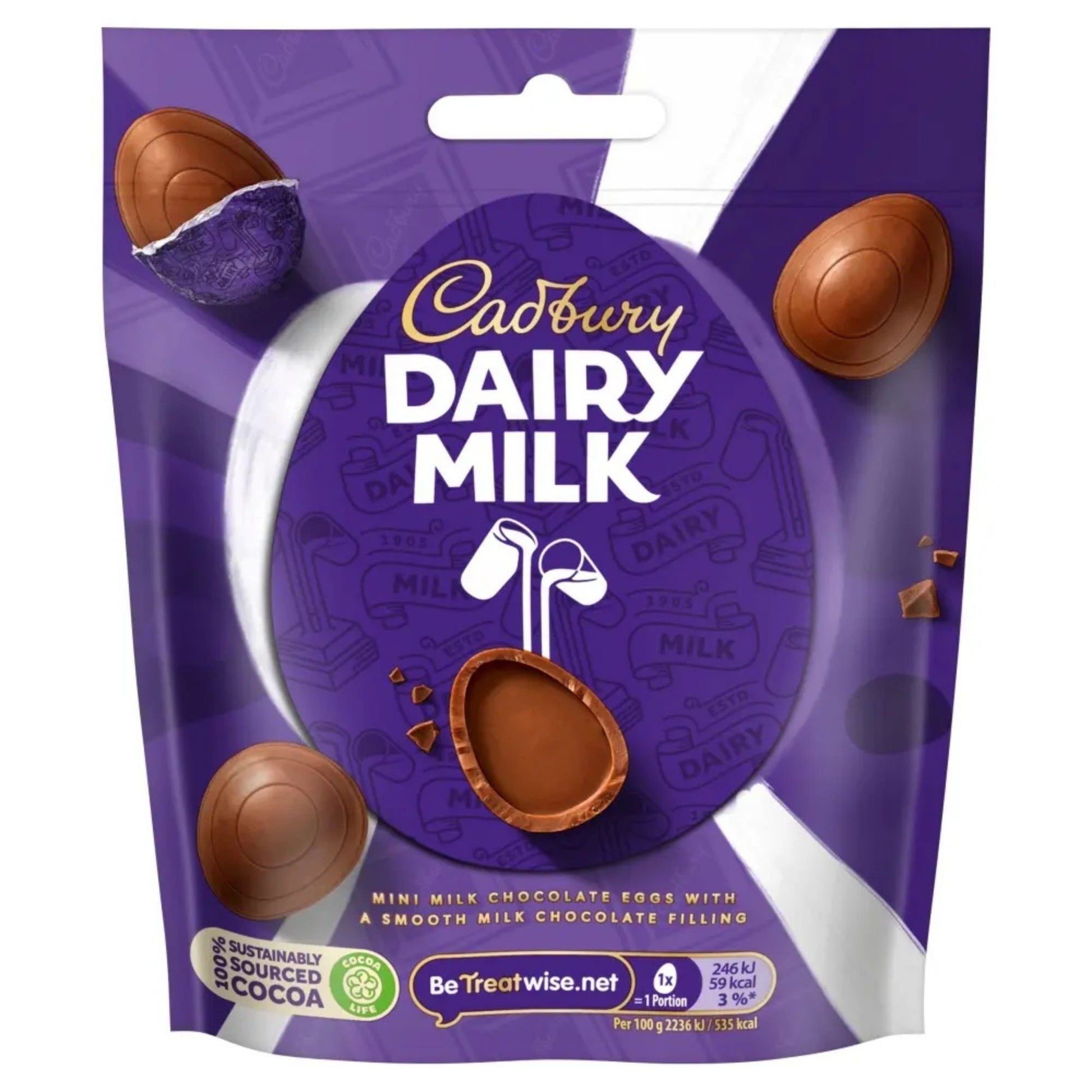 Classic Cadbury Dairy Milk flavour mini chocolate eggs