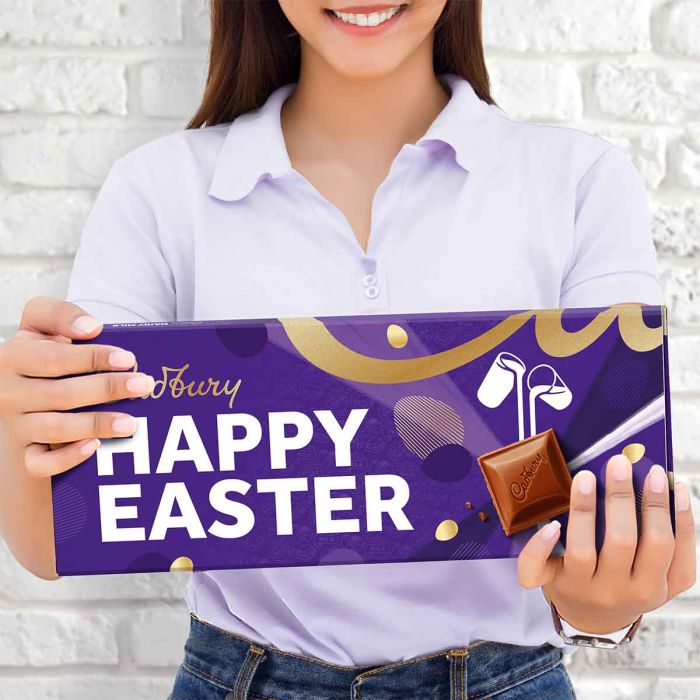 Giant Cadbury Dairy Milk milk chocolate bar with Easter sleeve