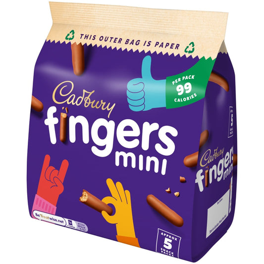 Cadbury Fingers Mini 5pk chocolate biscuit snacks in convenient packs