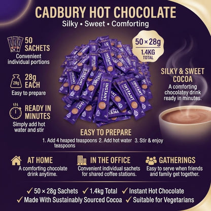 Cadbury Hot Chocolate 50 pack individual sachets
