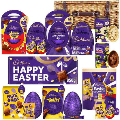 Luxury Easter wicker chocolate hamper with over 2.2kg of chocolate