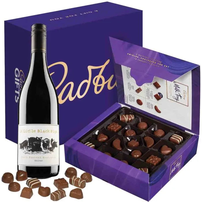 Cadbury Milk Tray chocolate box with Shiraz red wine gift