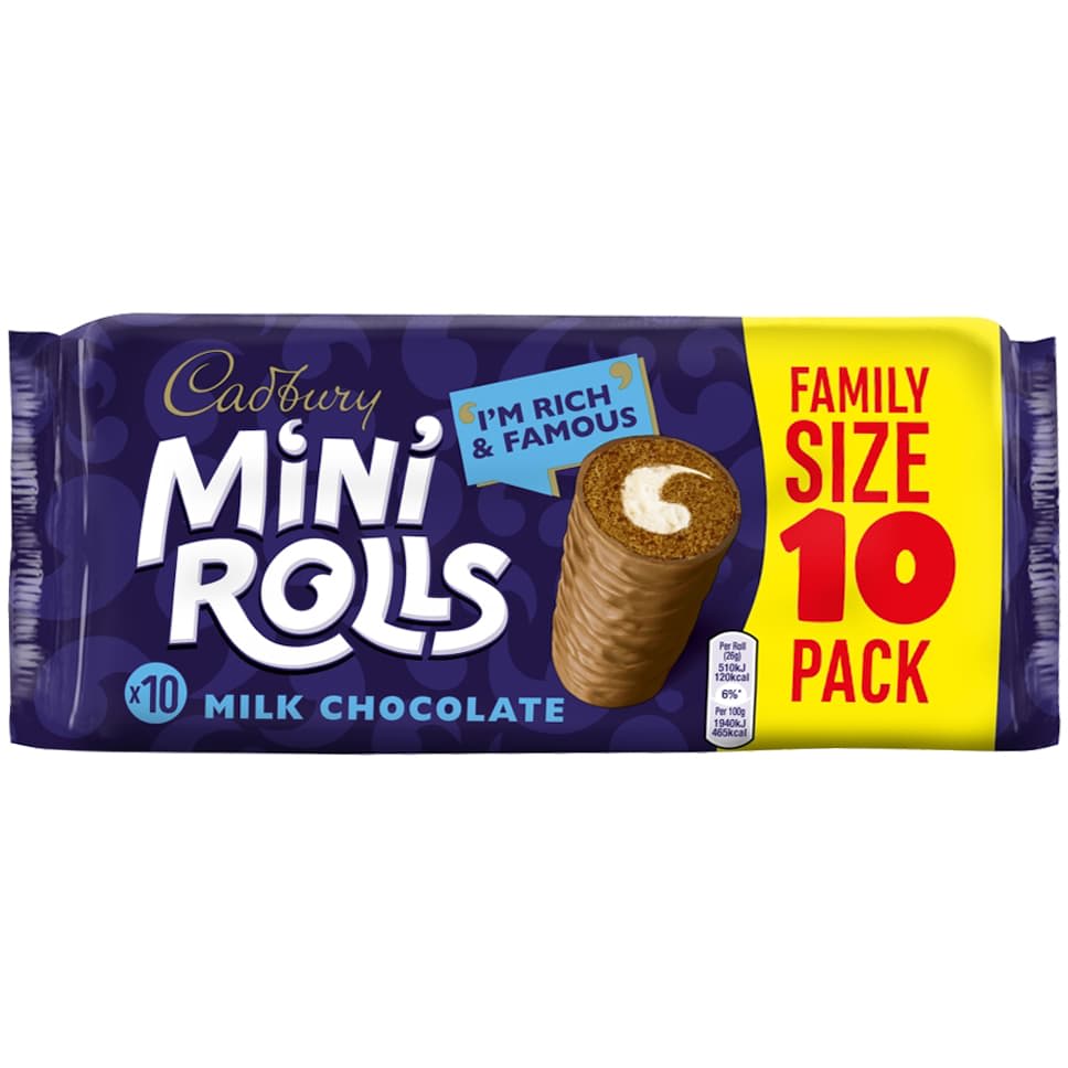 Cadbury Mini Rolls 10pk classic chocolate sponge rolls