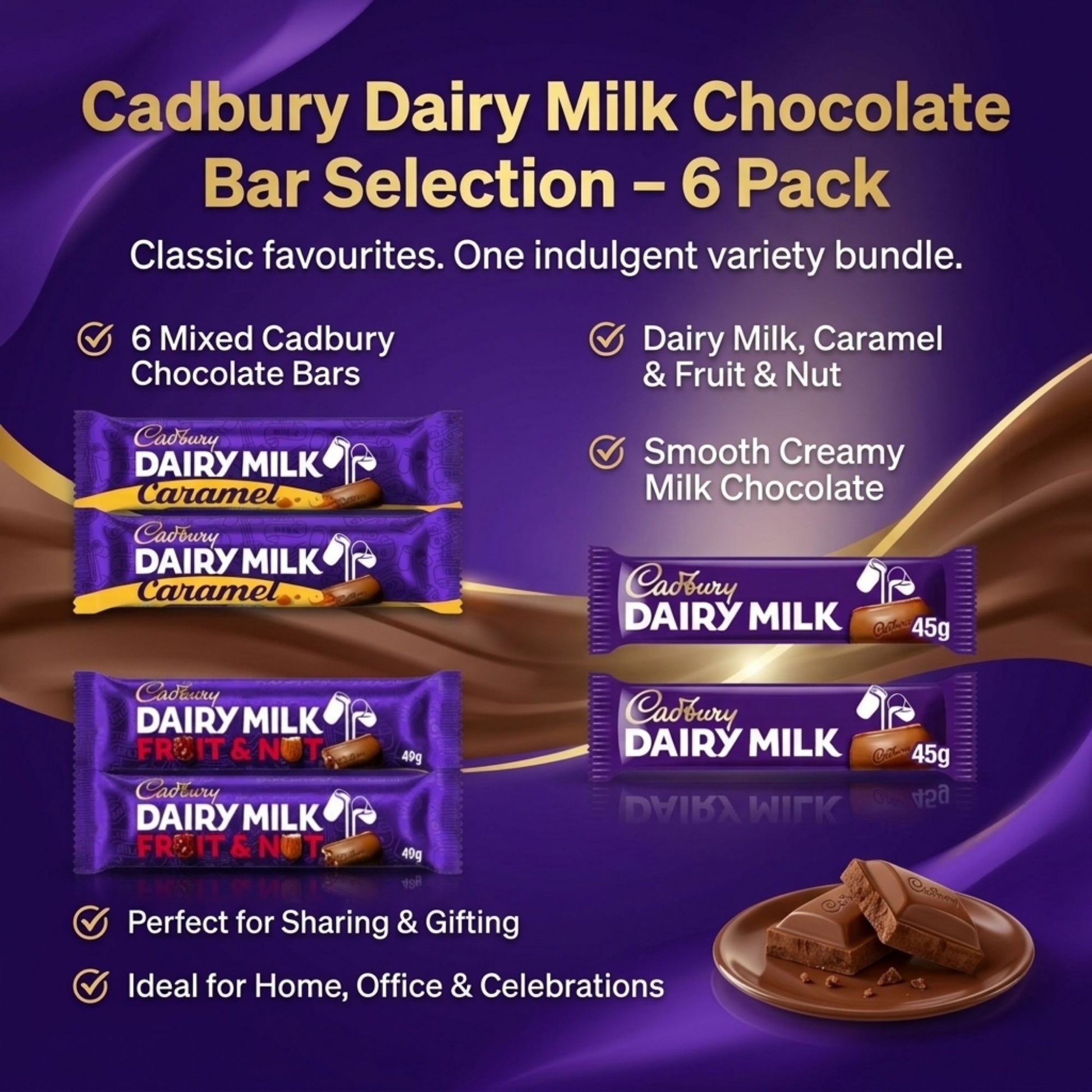Cadbury Caramel Dairy Milk and Fruit and Nut bars bundle