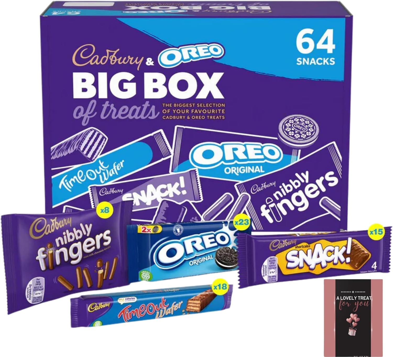 Cadbury and Oreo assorted snack box with 64 chocolates and cookies for gifting or sharing