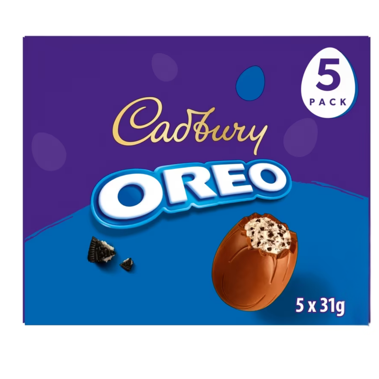 Cadbury Chocolate Oreo Egg with milk chocolate and creamy Oreo filling