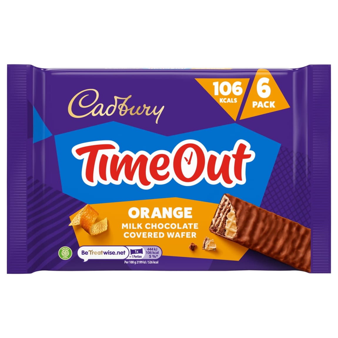 Cadbury Time Out Orange 6 Pack chocolate wafer bars