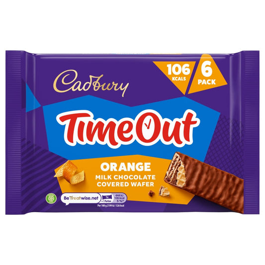 Cadbury Time Out Orange 6 Pack chocolate wafer bars