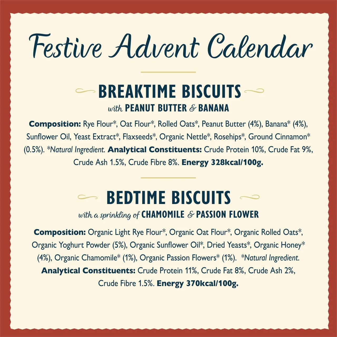 Calming chamomile and passion flower bedtime dog biscuits