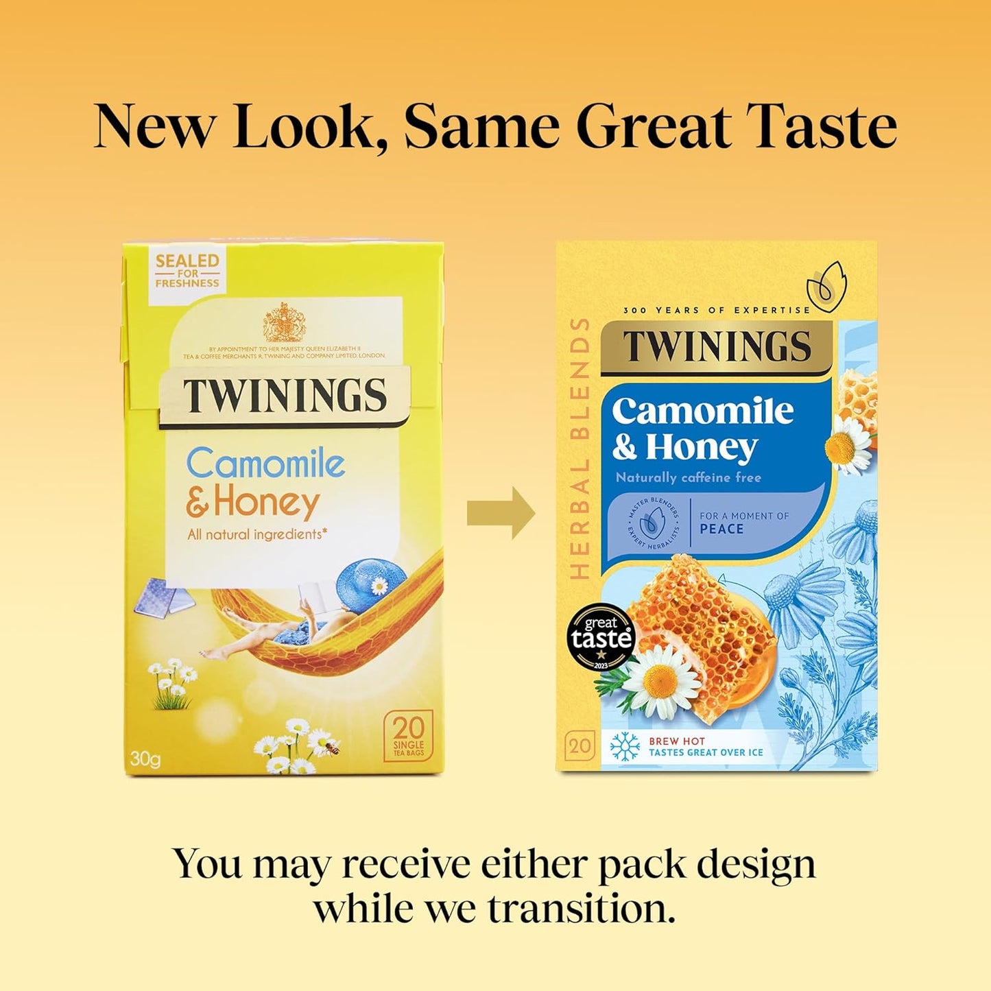 Herbal camomile tea with honey flavour