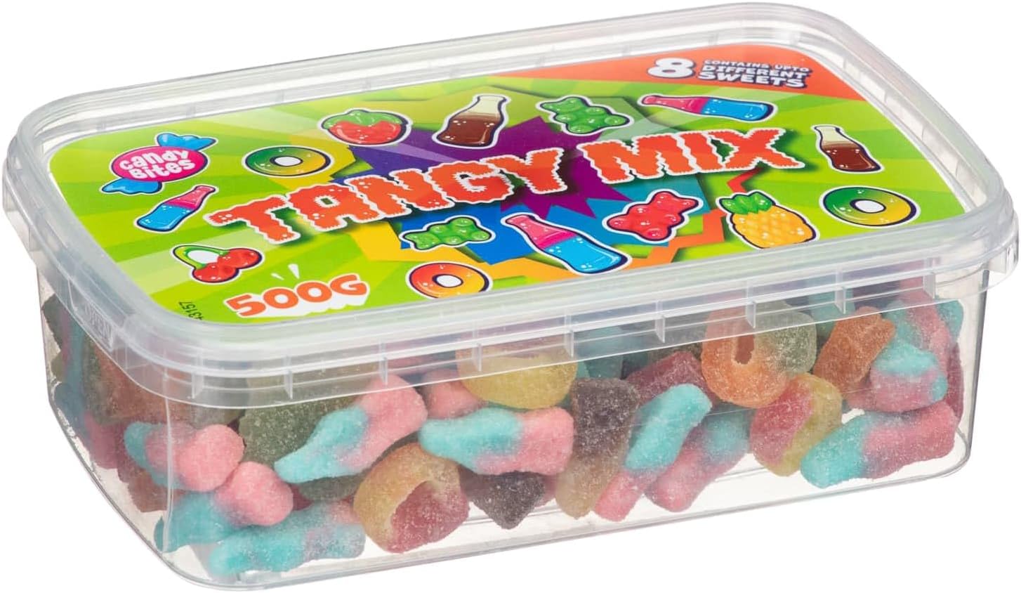 Candy Bites Tangy Mix Tub 500g assorted gummy sweets