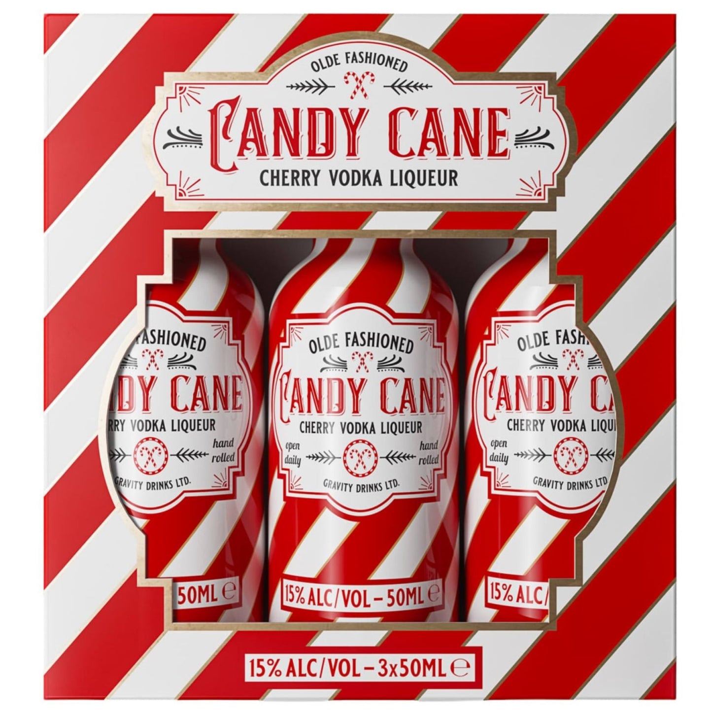 Candy Cane Cherry Vodka Liqueur Gift Set 3 x 50ml