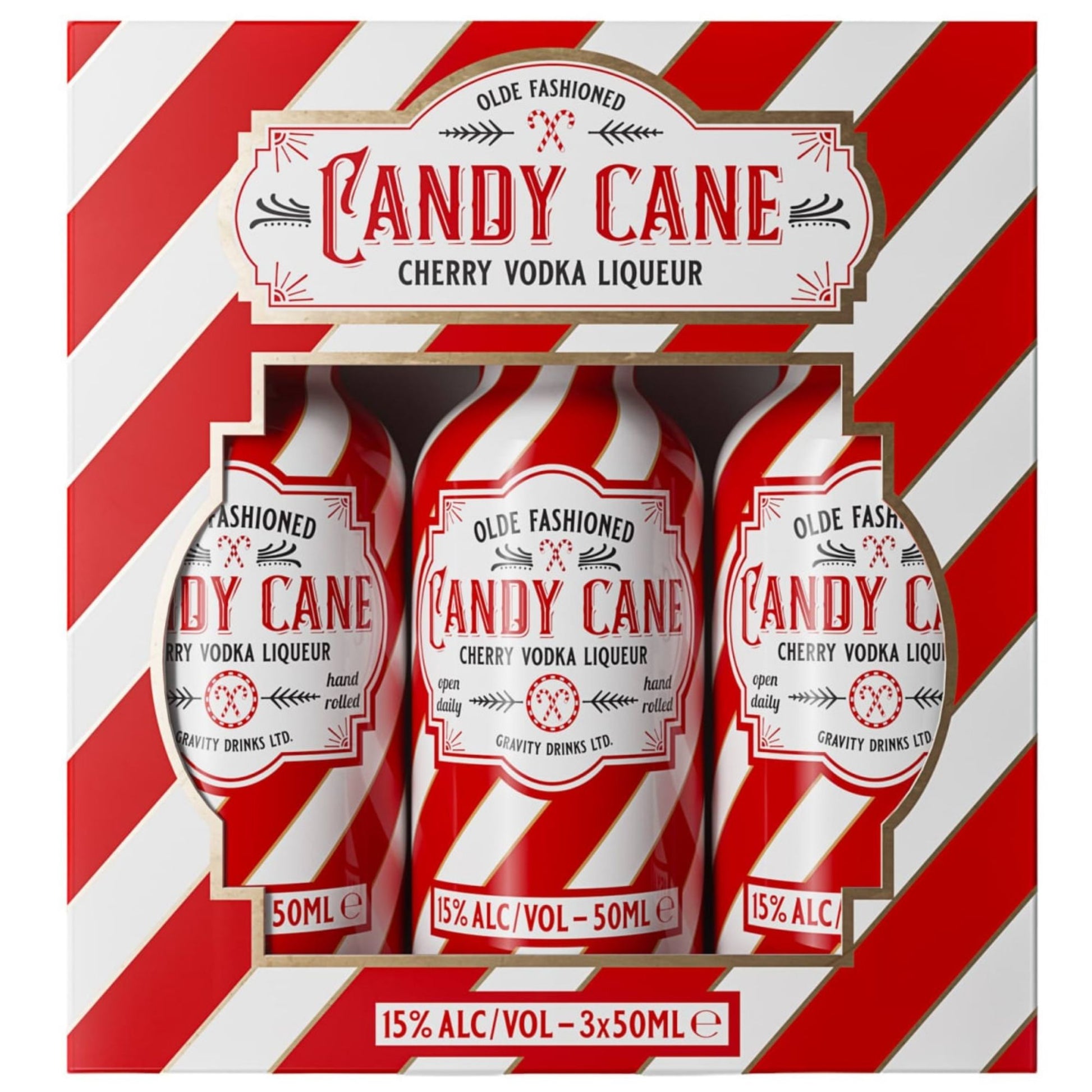 Candy Cane Cherry Vodka Liqueur Gift Set 3 x 50ml