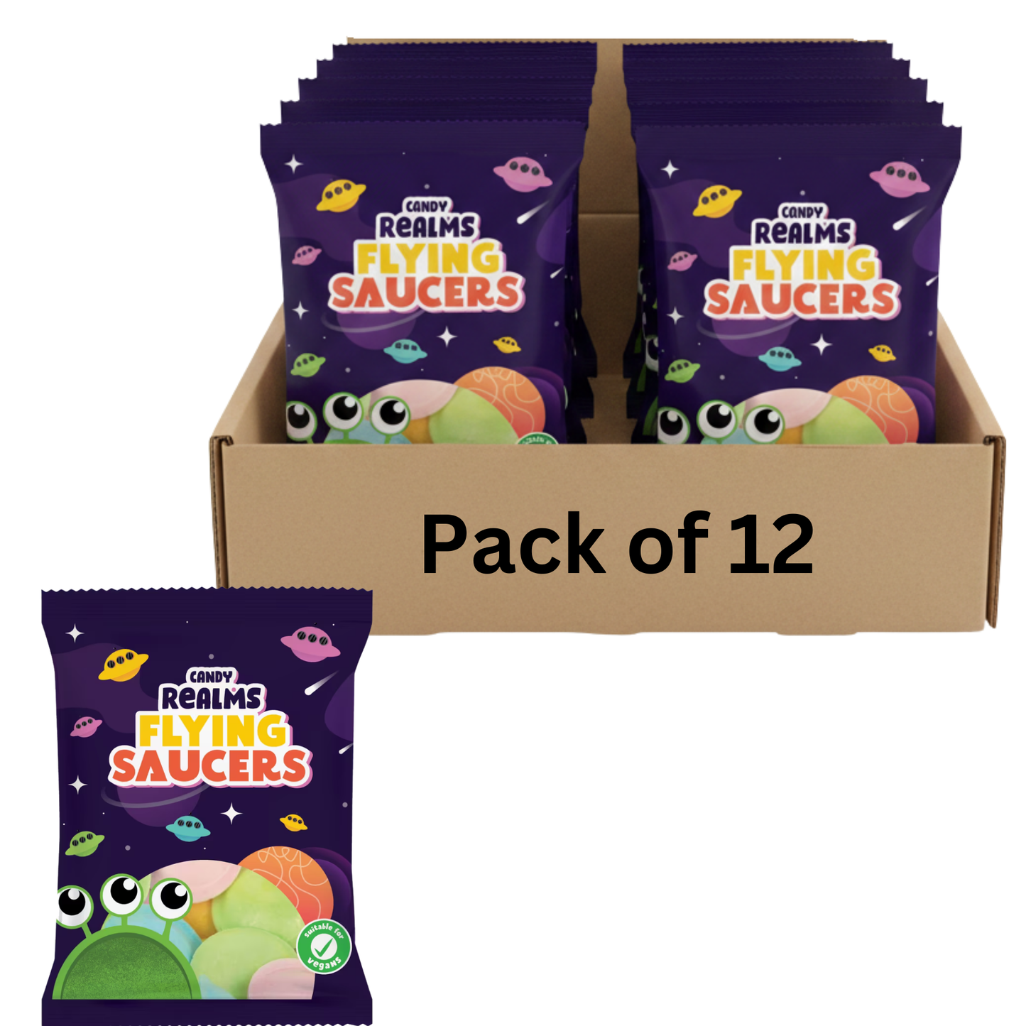 Candy Realms Flying Saucers 36g sherbet-filled wafer discs