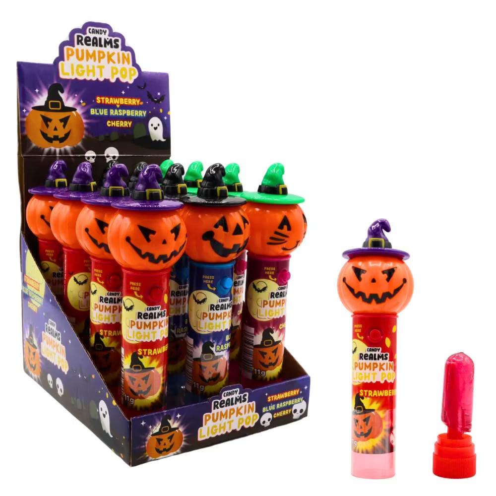 Candy Realms Halloween Pumpkin Light Pop 12 x 11g glowing heads