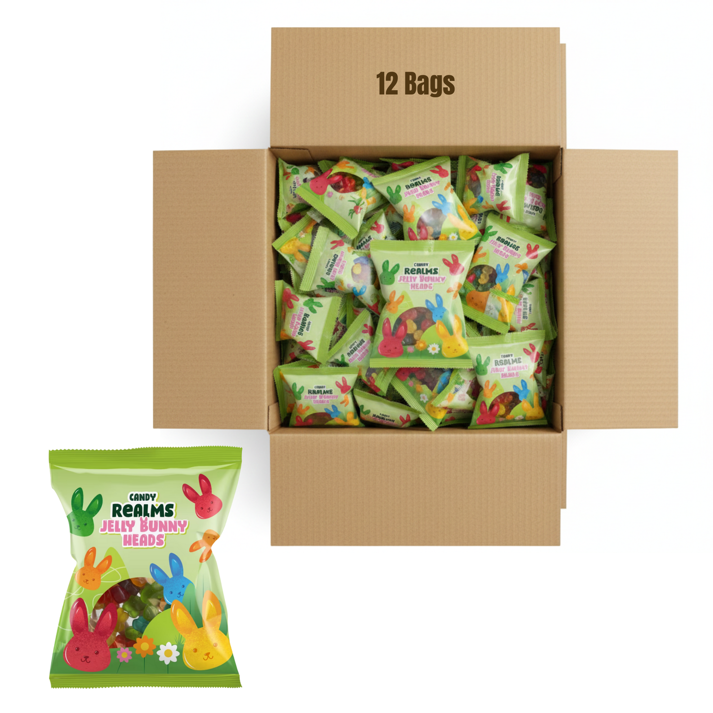 Candy Realms Jelly Bunny Heads 170g fruit flavoured jelly sweets