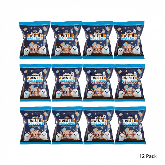 Candy Realms Twisted Mallows 12 pack of 90g strawberry jelly-filled marshmallows