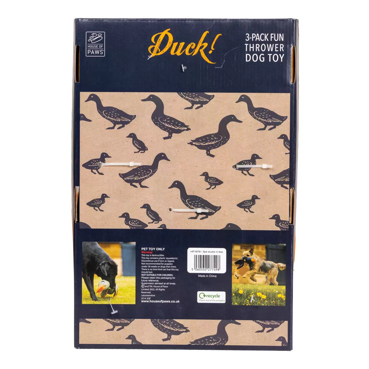 Canvas duck shaped dog toys for interactive play