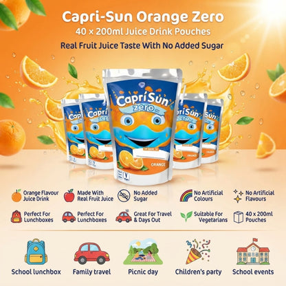 Orange fruit juice drink pouches