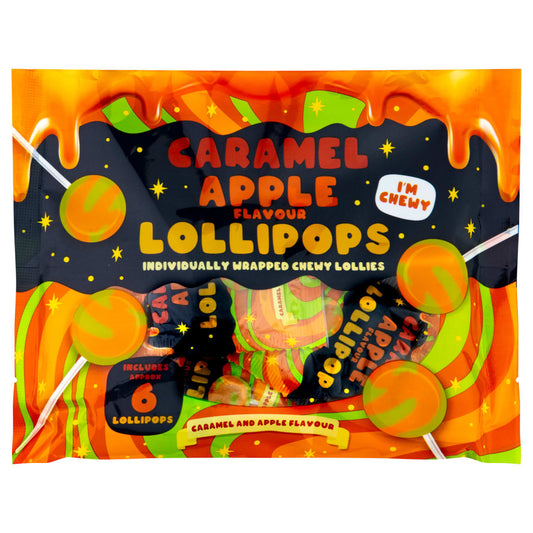 Pack of 6 Caramel & Apple Flavour Lollipops 108g