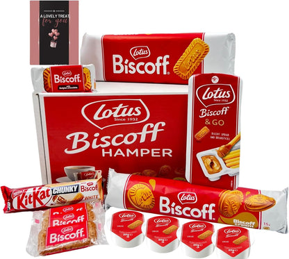 Caramel biscuit gift hamper box featuring Lotus Biscoff favourites
