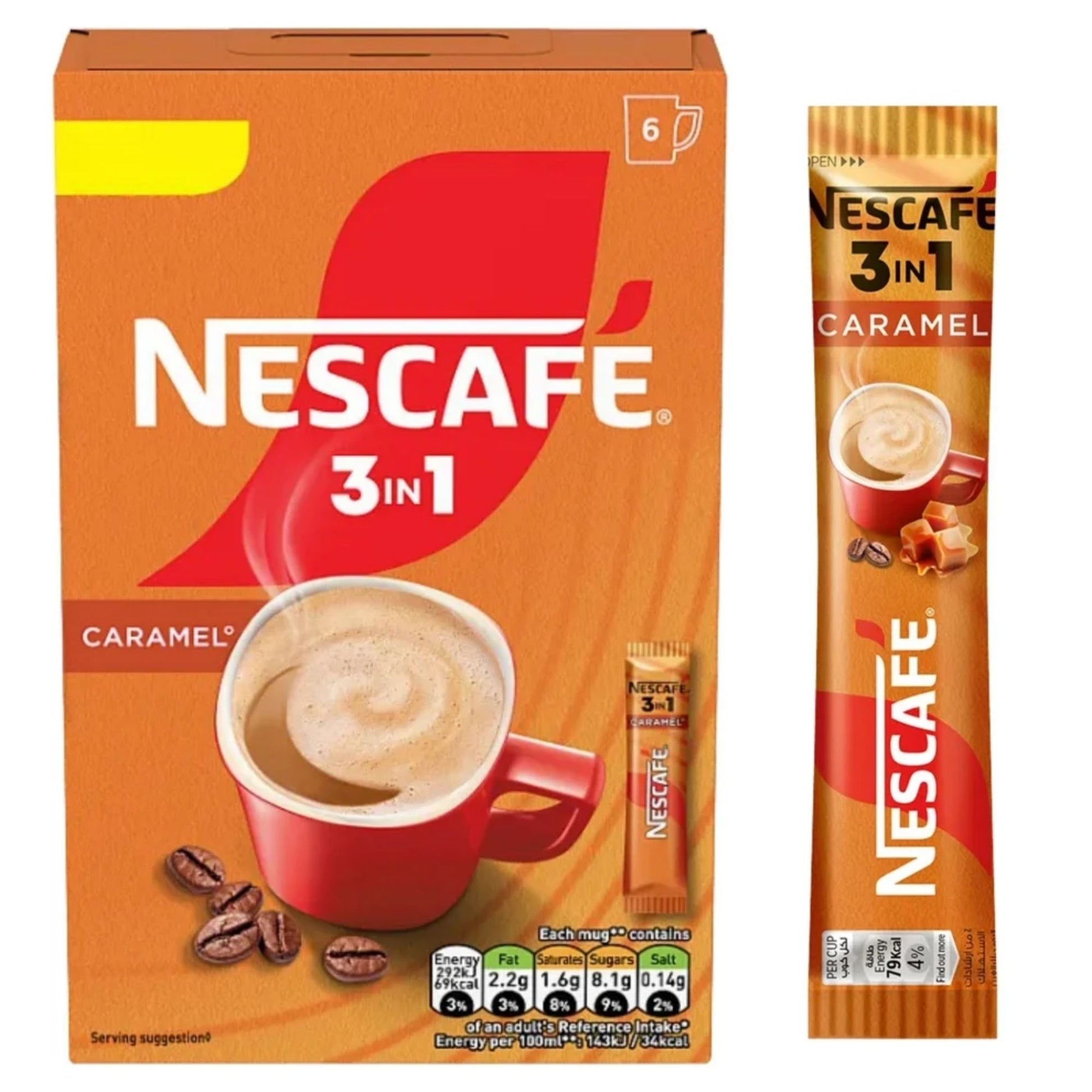 Instant caramel coffee sachets