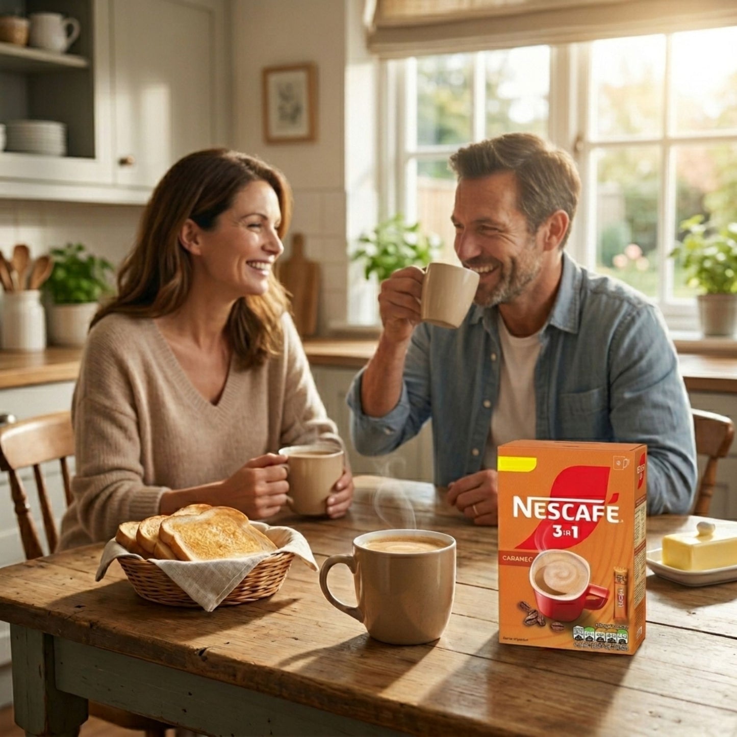 Office and home instant coffee caramel flavour sachets