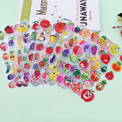 Kids art sticker set with playful cartoon images