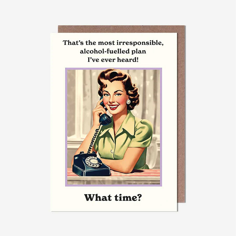 A hilarious cartoon birthday card titled Alcohol-Fuelled Plan Birthday Card — perfect for fun birthday card greeting cards and finding greeting cards near me.