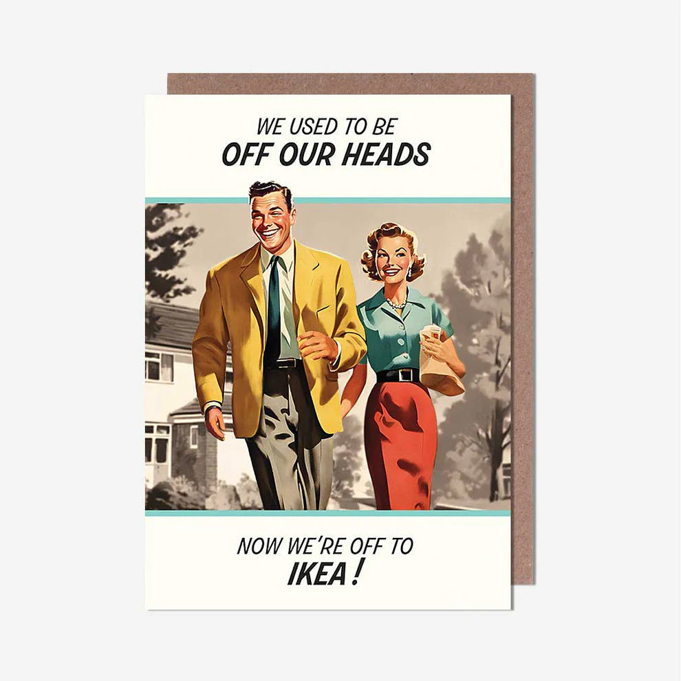 Cartoon birthday card – Couple Off Our Heads Birthday Card. A fun greeting card perfect for birthday card greeting cards and greeting cards near me.