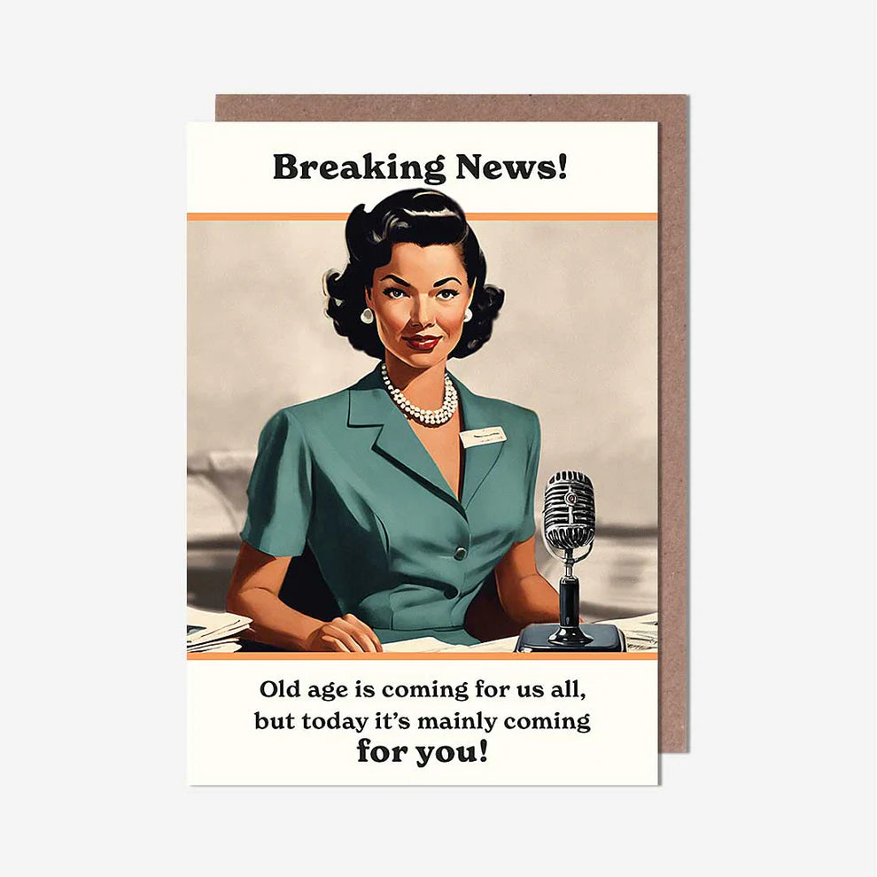 Funny cartoon birthday card - Old Age News Reporter Birthday Card. A perfect choice for birthday card greeting cards and greeting cards near me.