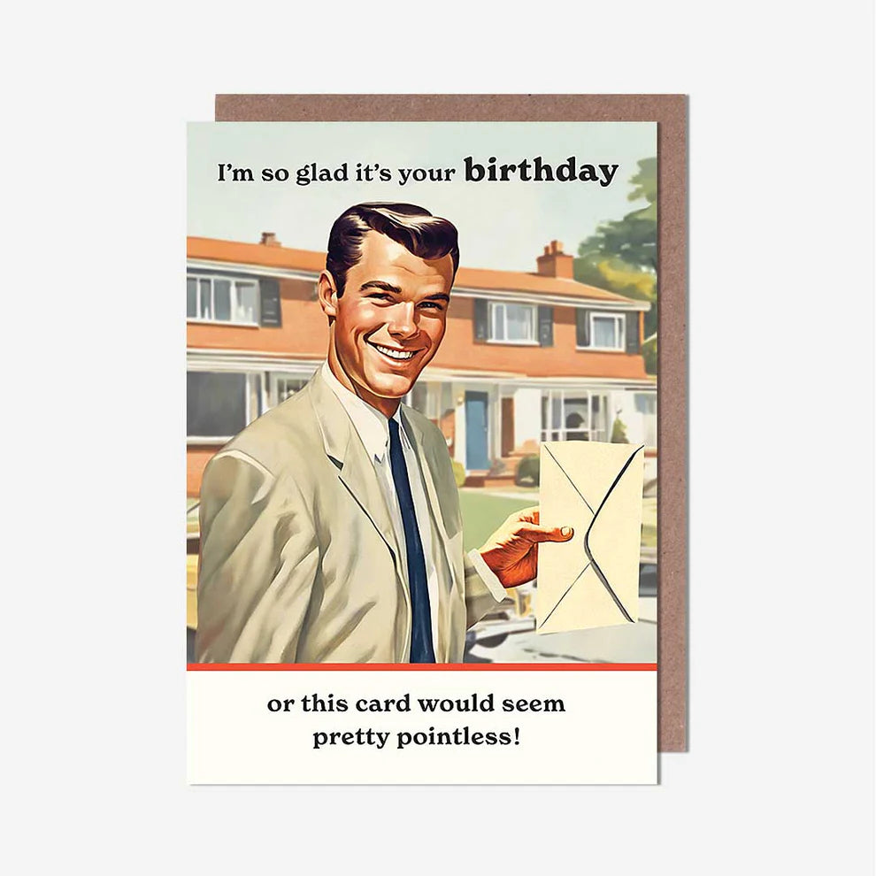 Funny cartoon birthday card β Pretty Pointless Card, a unique birthday greeting card for all occasions. Perfect for greeting cards near me and fun birthday cards.