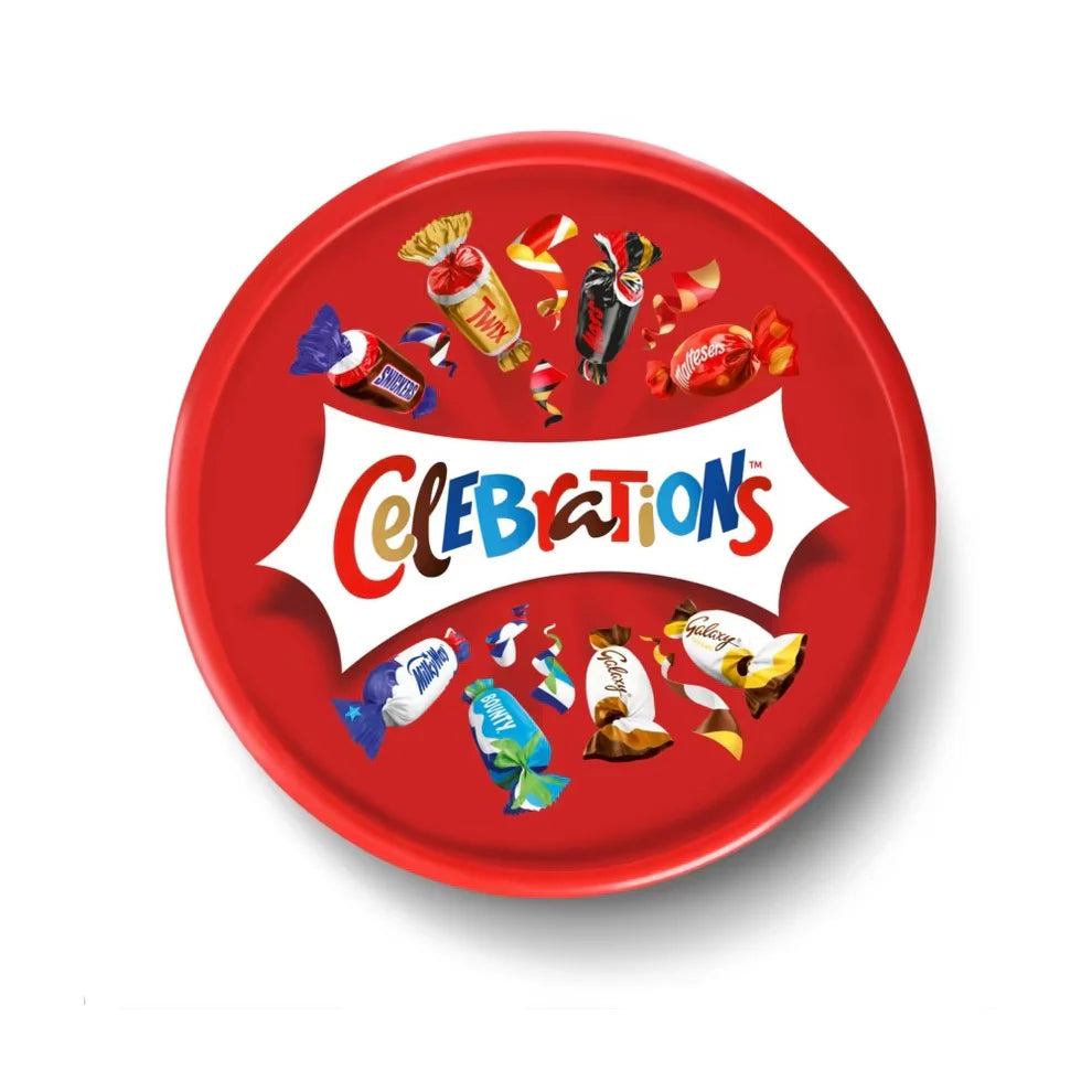 Multipack of 3 Celebrations tubs with milk chocolate biscuit bars