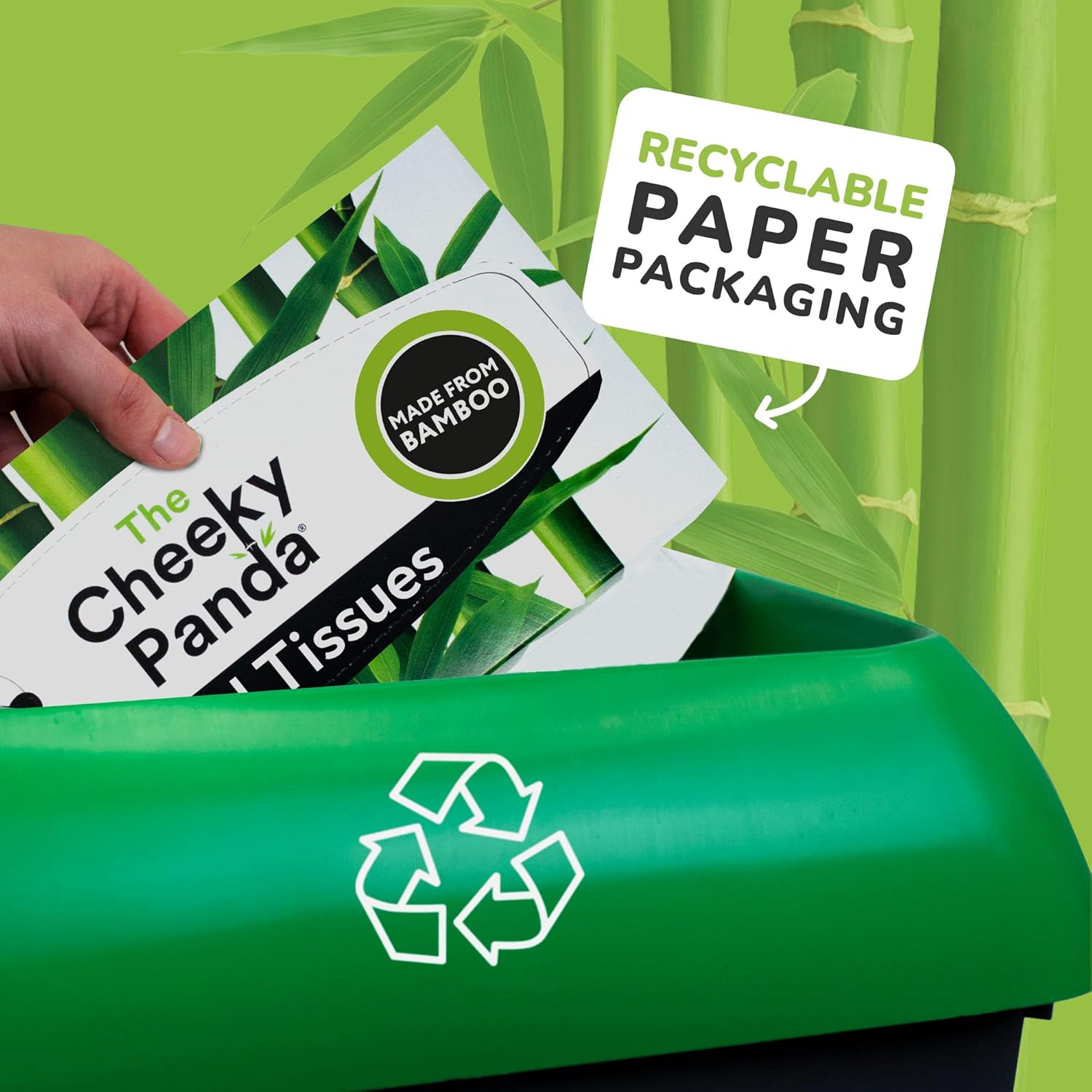 The Cheeky Panda Bamboo Facial Tissues multipack with 12 cube tissue boxes - eco-friendly and soft face tissues.