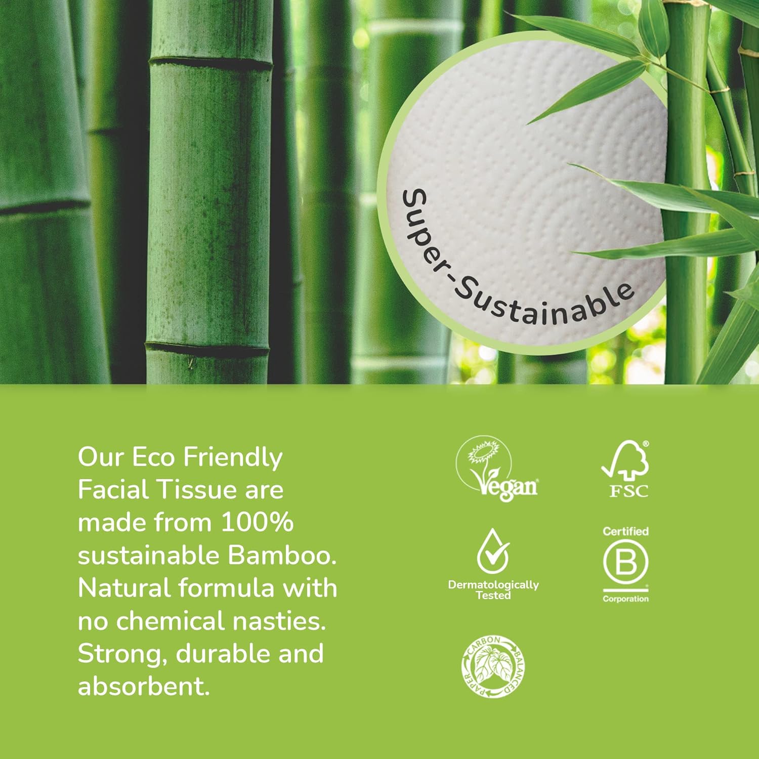A cube tissue box of The Cheeky Panda Bamboo Facial Tissues – perfect for home or office use.