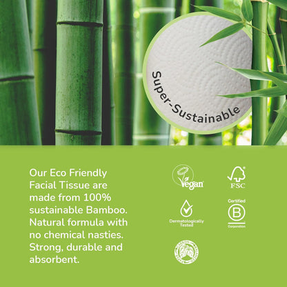 A cube tissue box of The Cheeky Panda Bamboo Facial Tissues – perfect for home or office use.