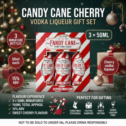Three miniature bottles of cherry vodka liqueur