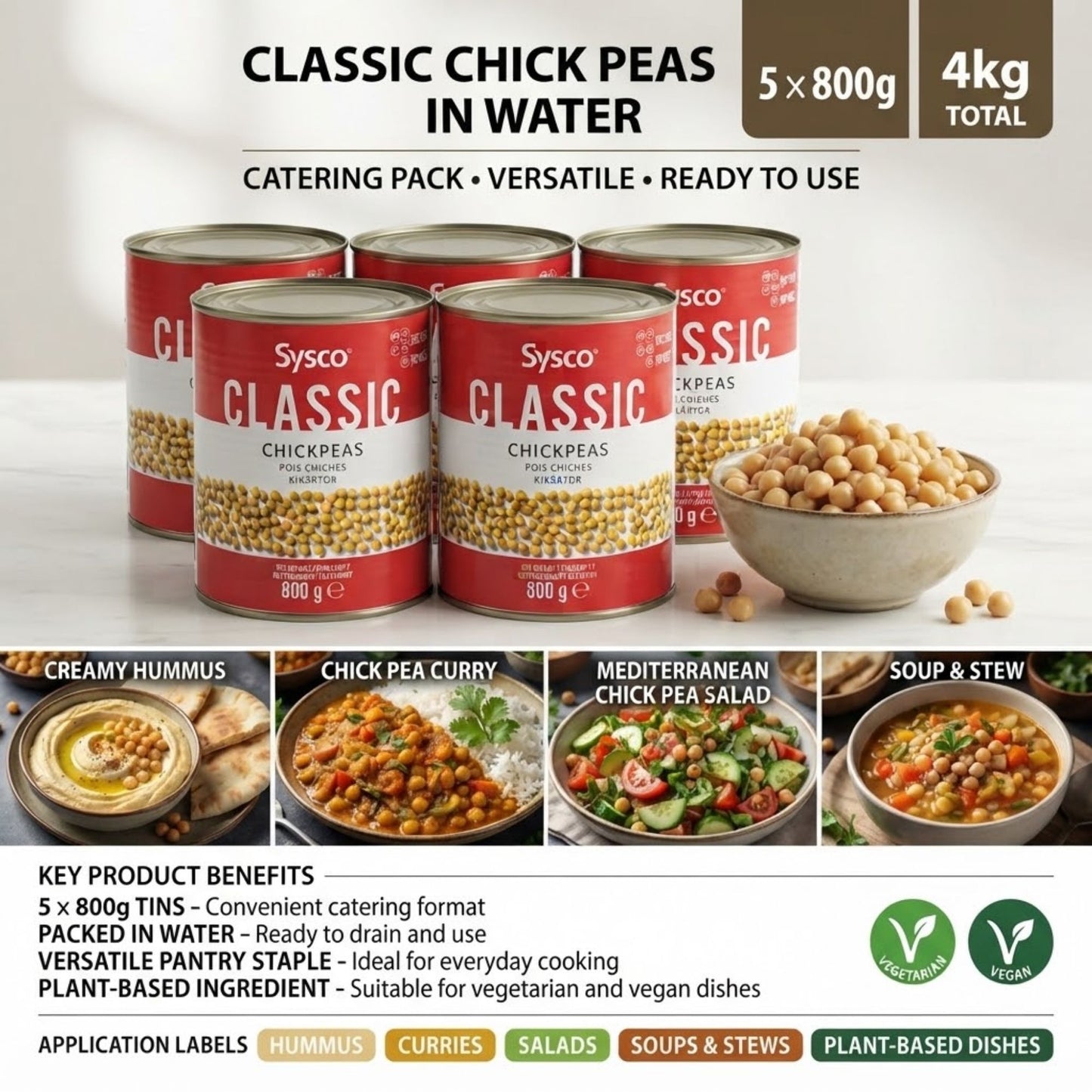 Sysco Classic tinned chick peas in water
