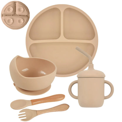 Children bowl spoon and fork feeding set