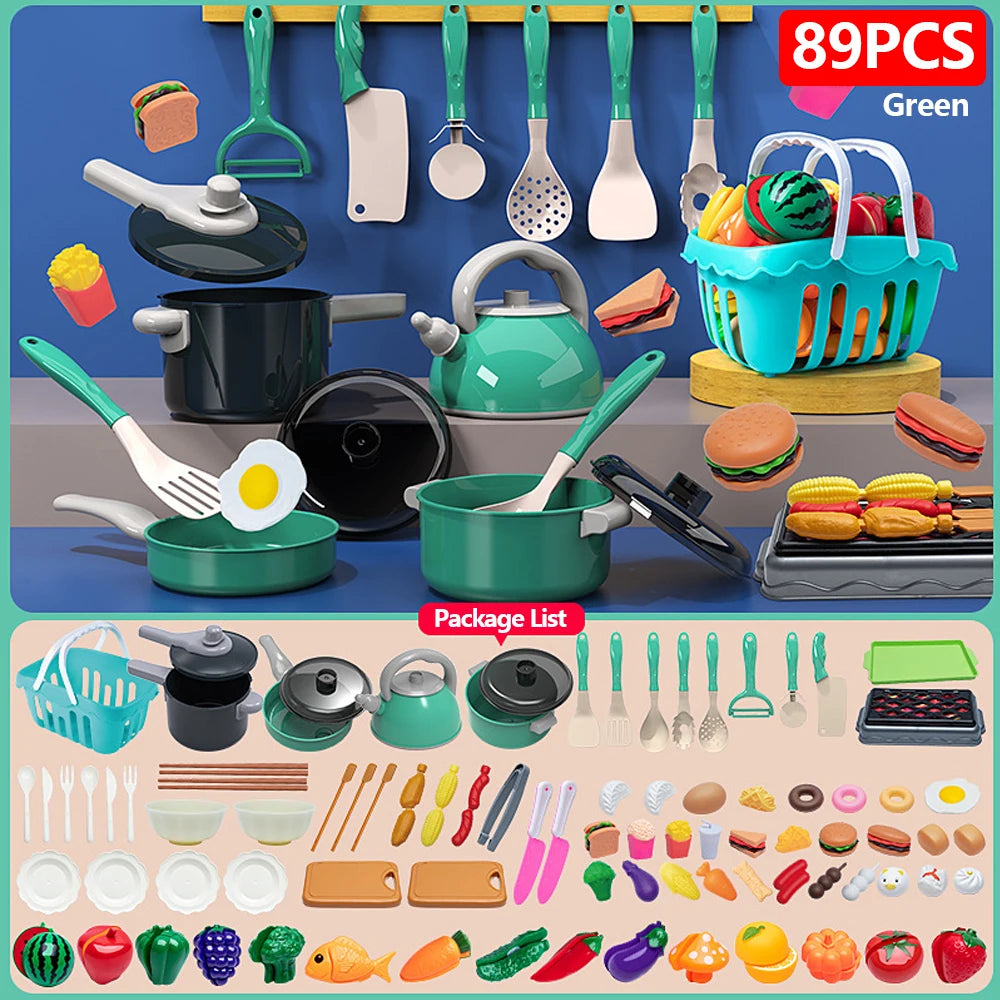 Children's kitchen toy collection supporting creativity and social skills