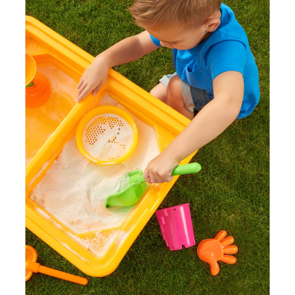 Sand and water play table with included accessories