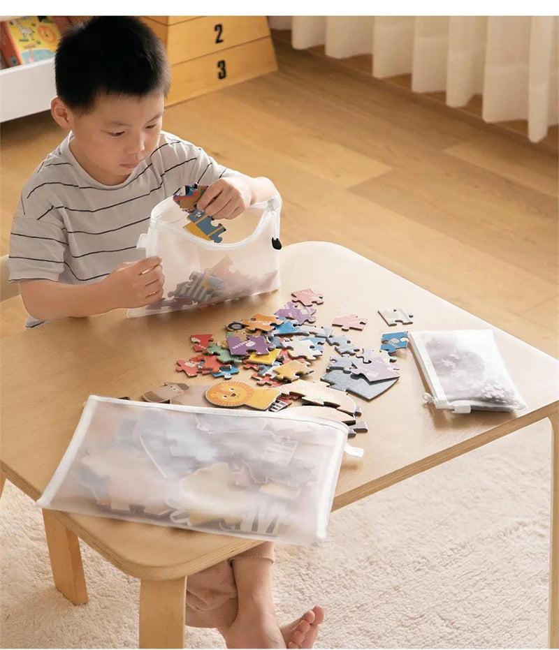 Children's toy storage bags with transparent mesh design