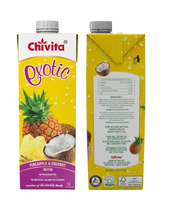 Refreshing pineapple coconut juice in 1L bottle